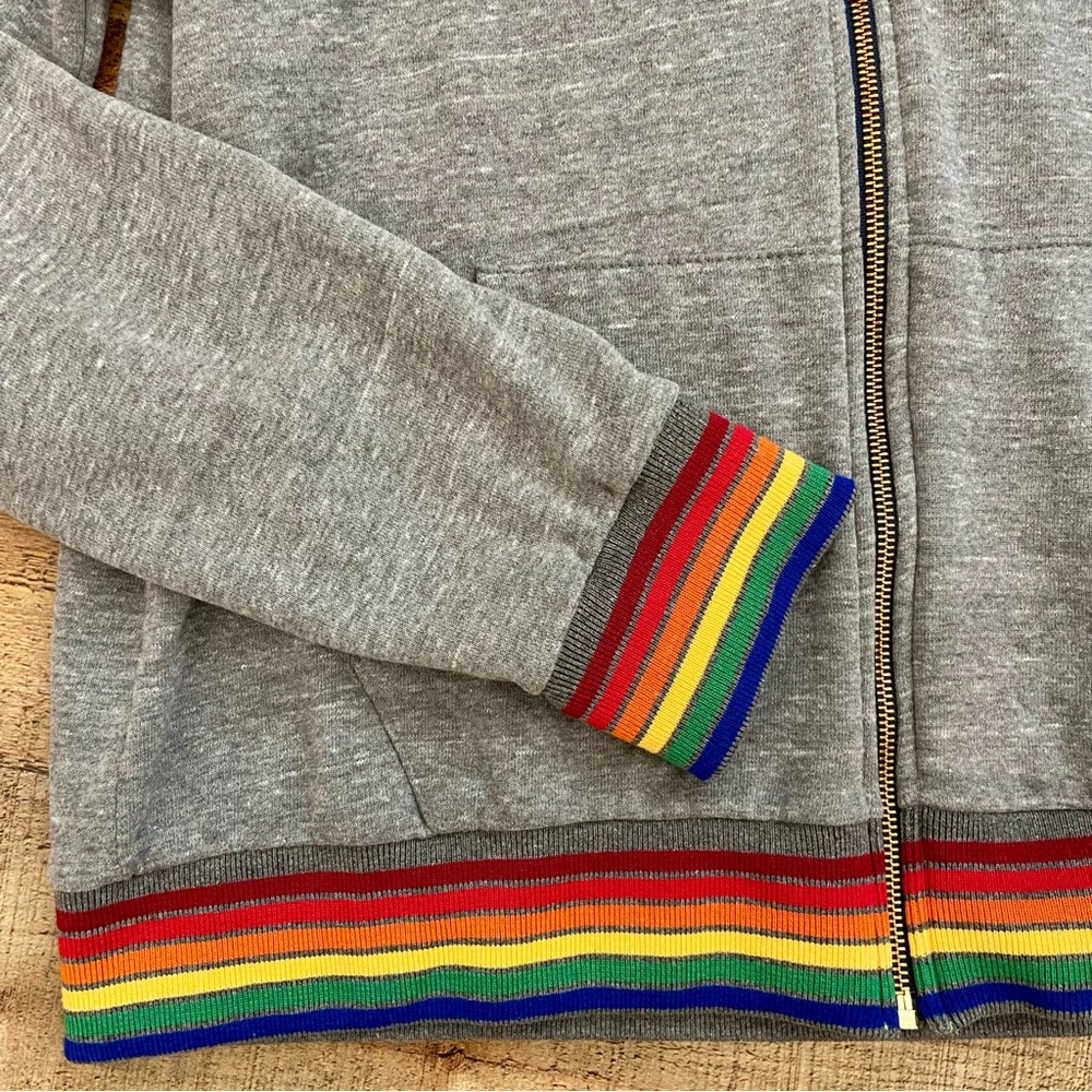 Aviator Nation Gray Hoodie Zip Up JACKET with Rainbow Accents UNISEX - Picture 4 of 13